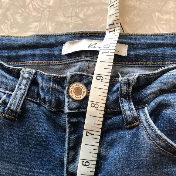 kancan skinny jeans size 9 plaid hem distressed 28 long holes med wash - Picture 11 of 13